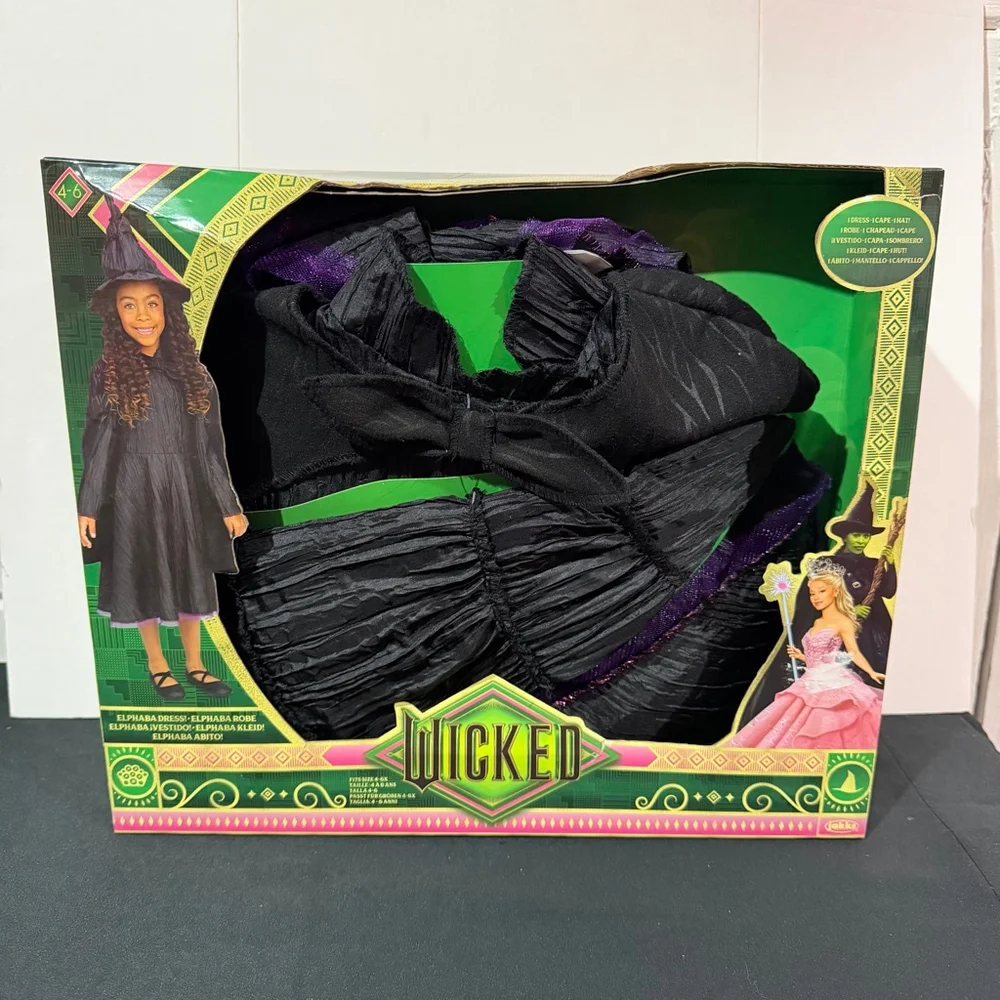 Universal's Wicked Deluxe Elphaba Black Dress Hat SZ 4-6 costume Halloween New